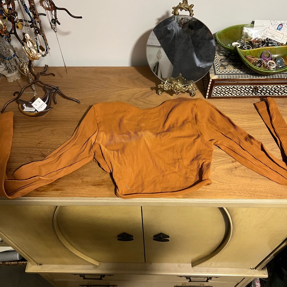 Trendy Orange Long Sleeve Top
